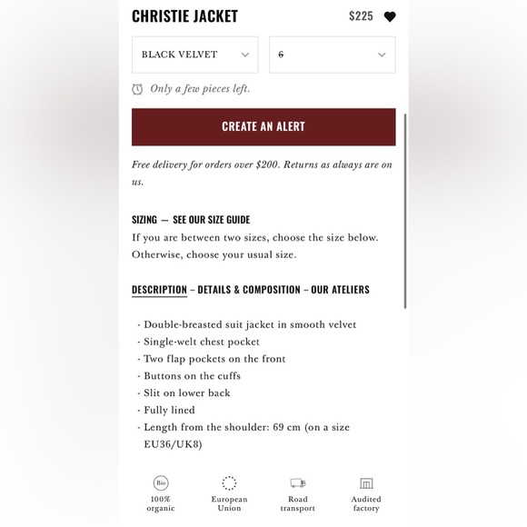 NWT Sezane Christie jacket size 6 - Picture 8 of 8